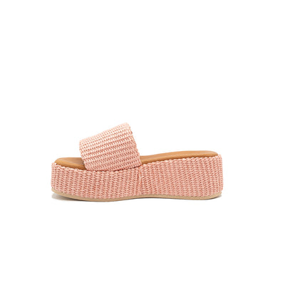 Thea - Pink | Sandali con zeppa in Rafia