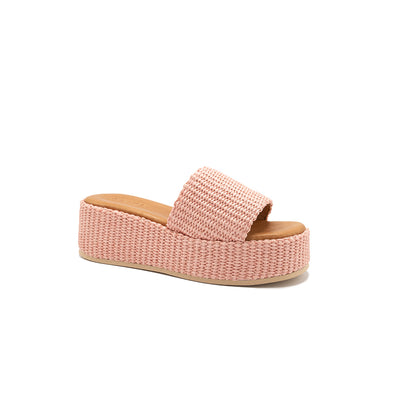 Thea - Pink | Sandali con zeppa in Rafia