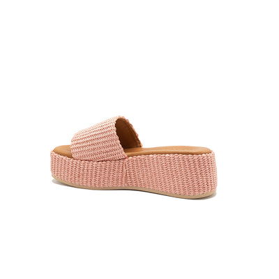 Thea - Pink | Sandali con zeppa in Rafia