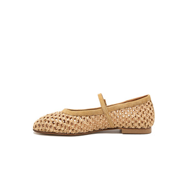 Jane - Beige | Ballerines en raphia