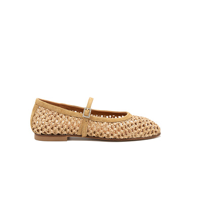 Jane - Beige | Ballerines en raphia