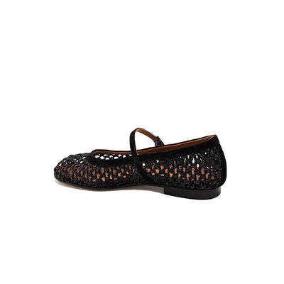Jane - Noir| Ballerines en raphia