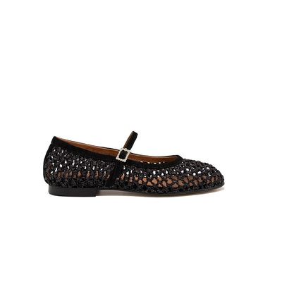Jane - Noir| Ballerines en raphia