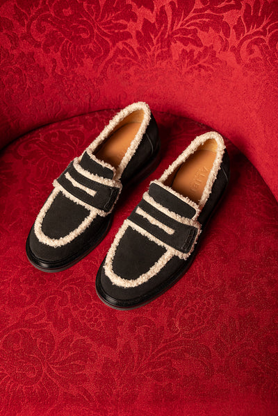 Cindy - Black | Mocassini in Pelle Scamosciata