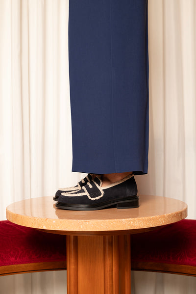 Cindy - Navy | Mocassini in Pelle Scamosciata