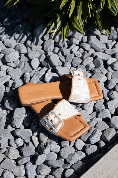 Mila - Perle | Chaussons en raphia