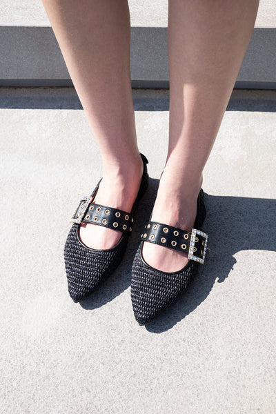 Olga - Black | Ballerine in Rafia