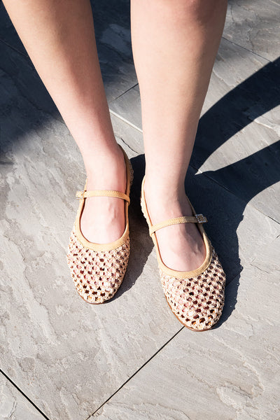 Jane - Beige | Ballerines en raphia