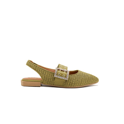 Olga - Olive | Ballerine in Rafia