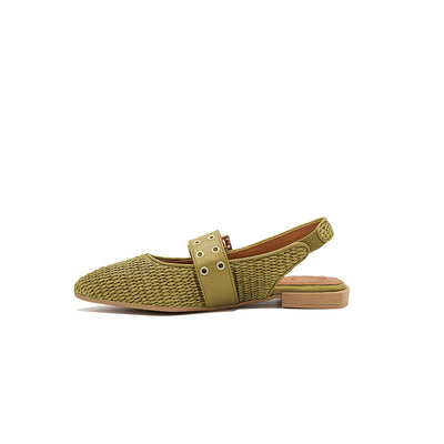 Olga - Olive | Ballerine in Rafia