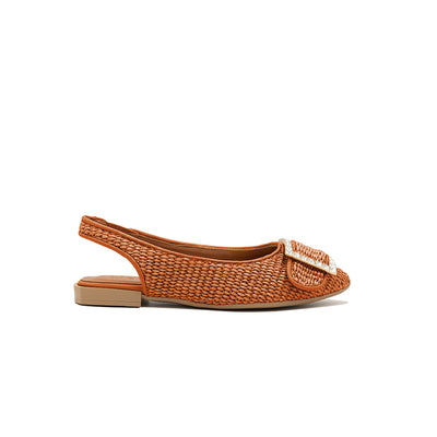 Gilda - Brick | Raffia Ballerinas