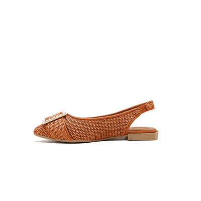 Gilda - Brick | Raffia Ballerinas