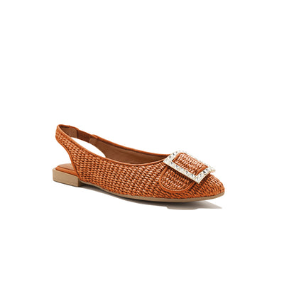 Gilda - Brick | Raffia Ballerinas