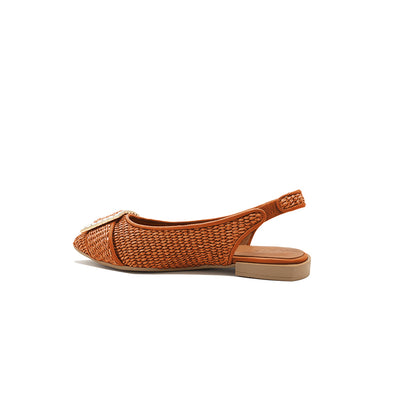 Gilda - Brick | Raffia Ballerinas