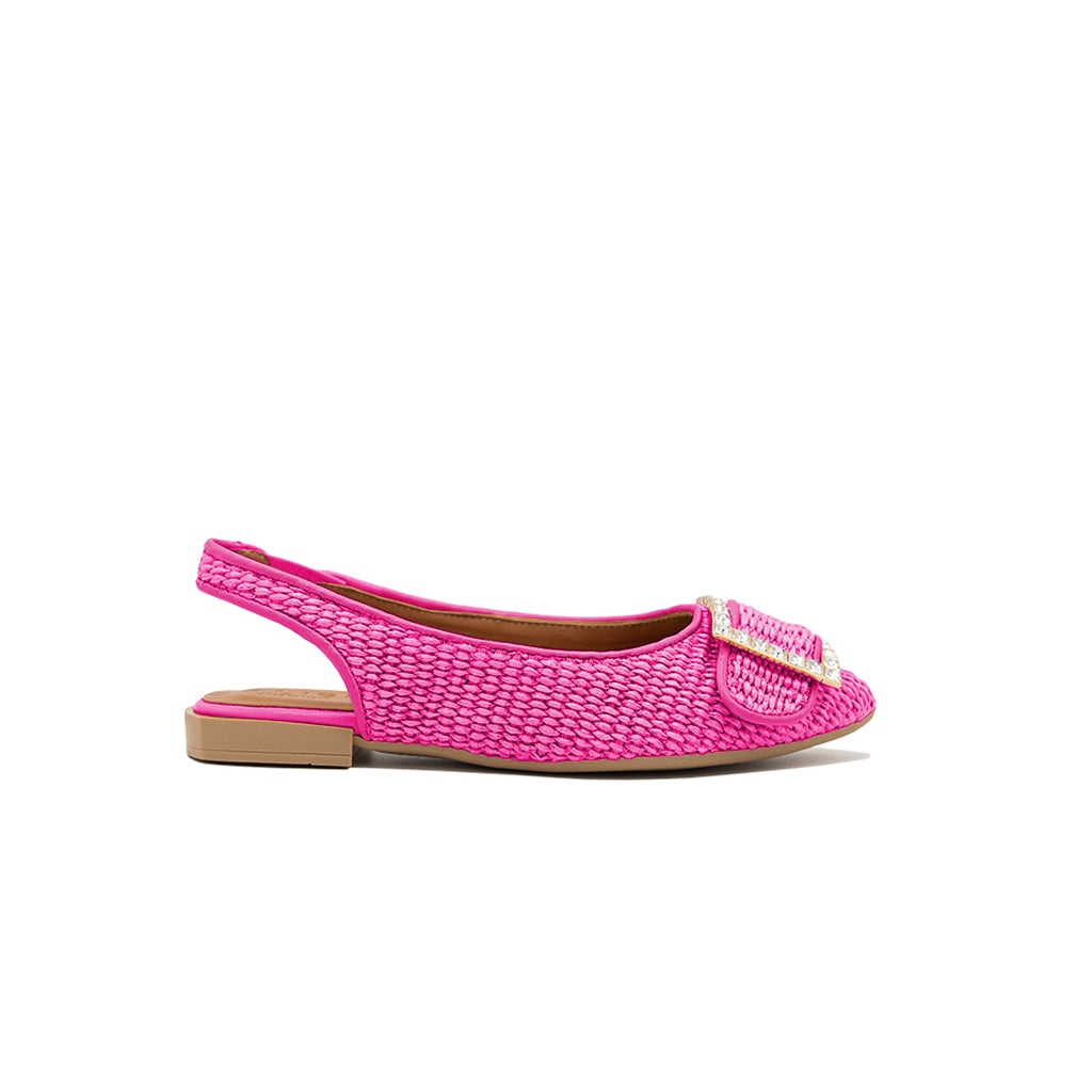 Gilda - Fuchsia | Ballerines en raphia
