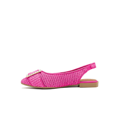 Gilda - Fuchsia | Ballerines en raphia