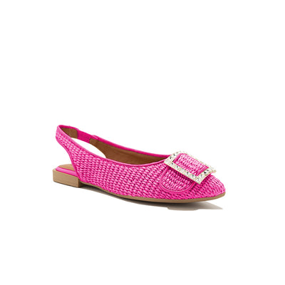 Gilda - Fuchsia | Ballerines en raphia
