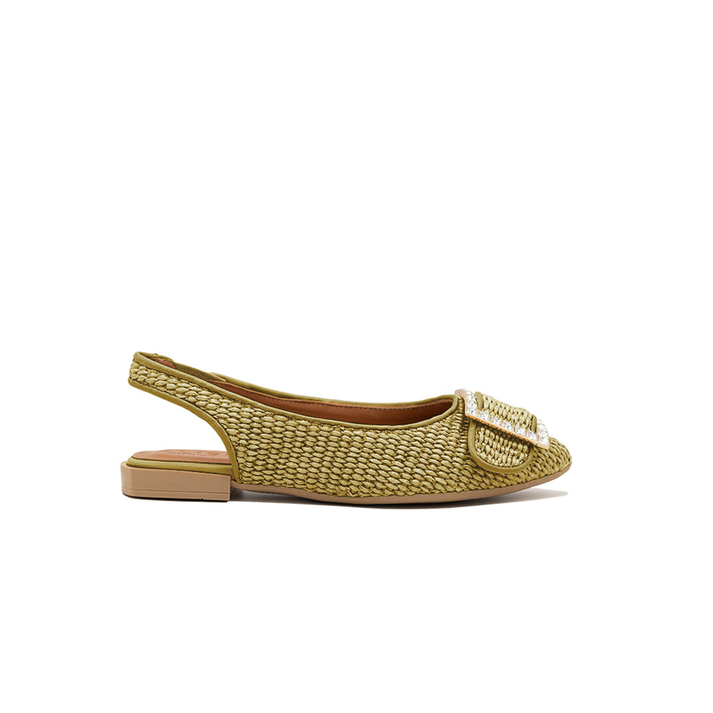 Gilda - Olive | Ballerine in Rafia