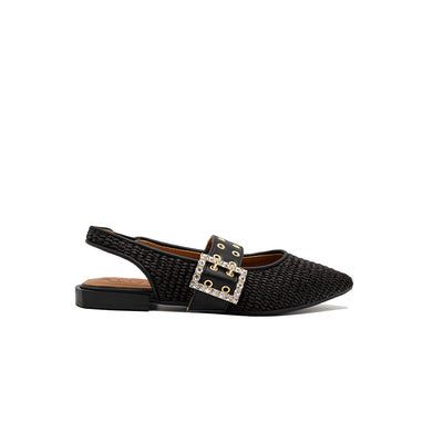 Olga - Black | Ballerine in Rafia