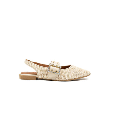 Olga - Perle | Ballerines en raphia
