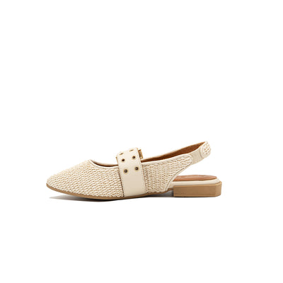 Olga - Perle | Ballerines en raphia