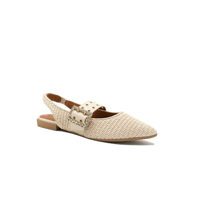 Olga - Perle | Ballerines en raphia