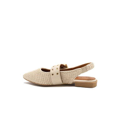 Olga - Perle | Ballerines en raphia