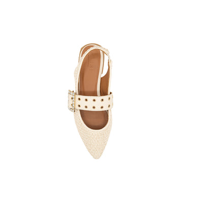 Olga - Perle | Ballerines en raphia