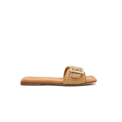Mila-Beige | Chaussons en raphia