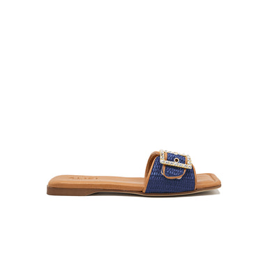 Mila - Marine | Chaussons en raphia