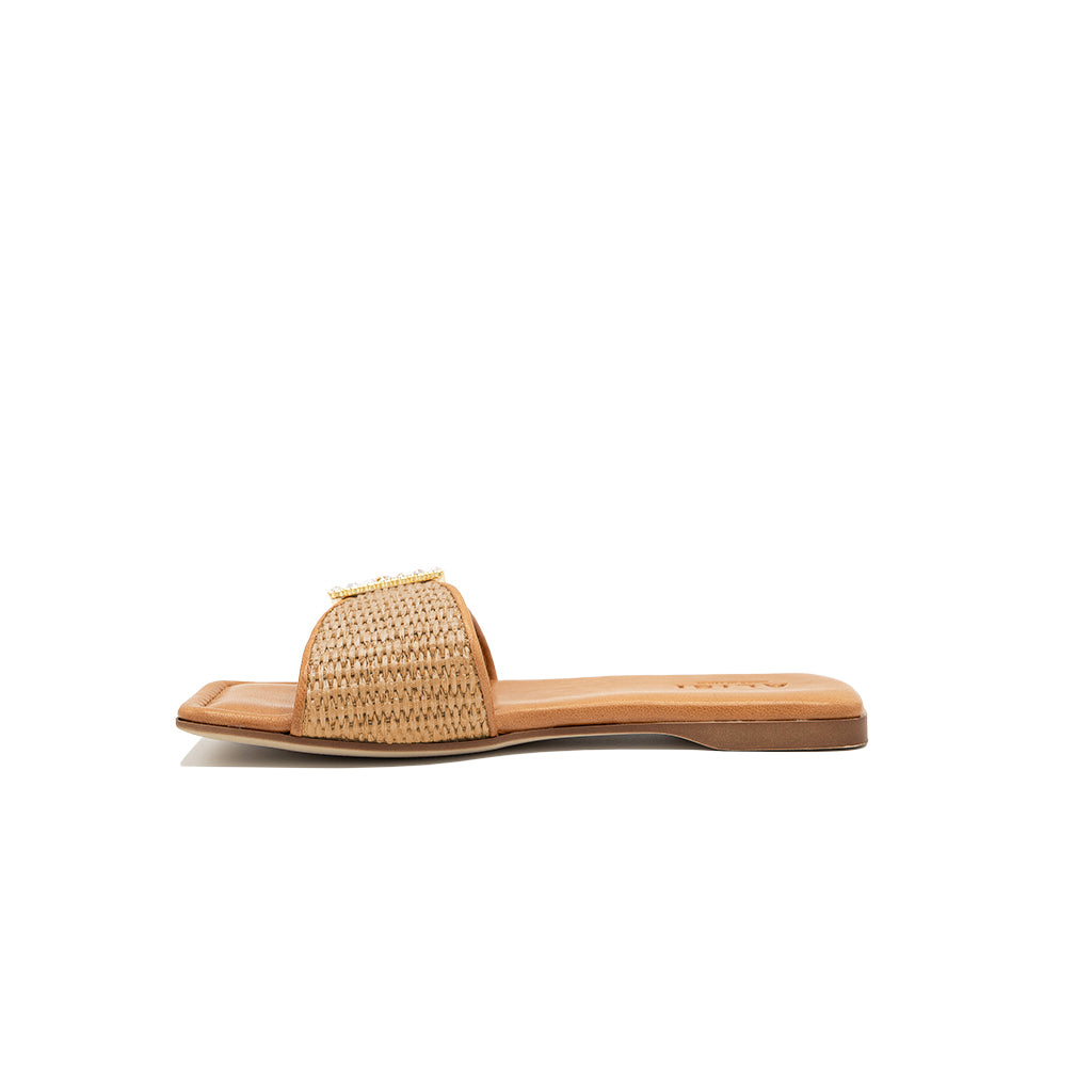 Mila-Beige | Chaussons en raphia