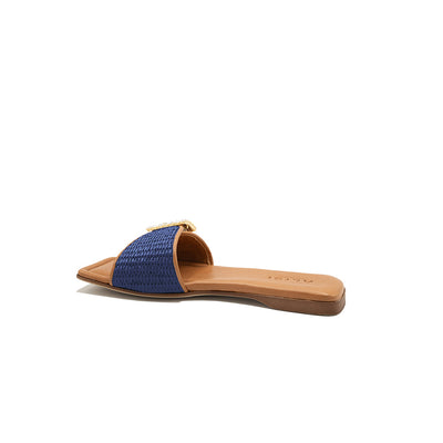 Mila - Marine | Chaussons en raphia