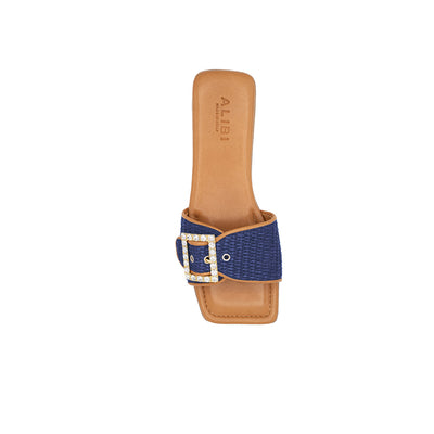 Mila - Marine | Chaussons en raphia