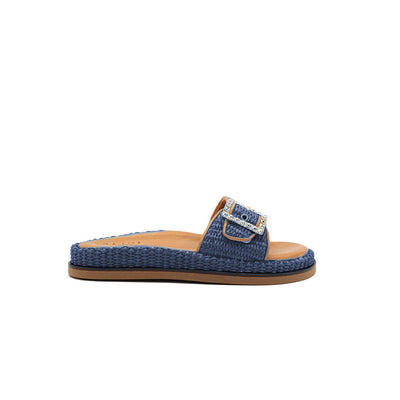 Nina - Navy | Sandalias en Rafia