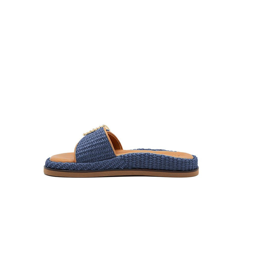 Nina - Navy | Sandalias en Rafia