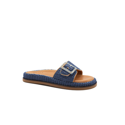 Nina - Navy | Sandalias en Rafia