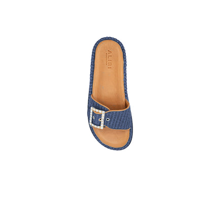 Nina - Navy | Sandalias en Rafia