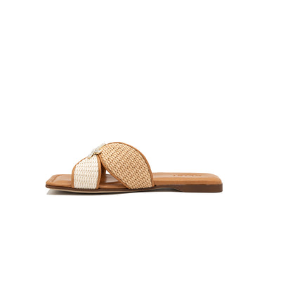 Didius - Pearl/Beige | Ciabattine in Rafia