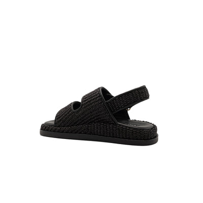 Flora - Black | Raffia Sandals
