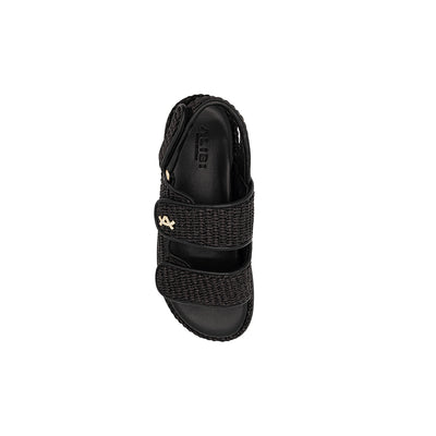 Flora - Black | Raffia Sandals