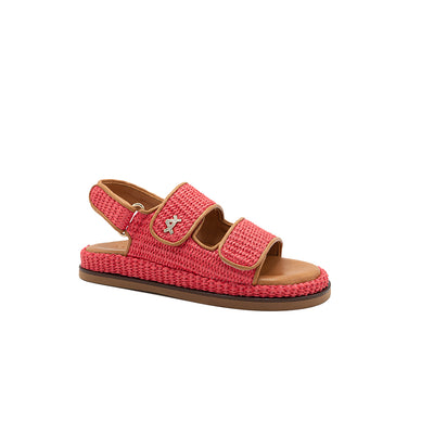 Flora - Coral | Raffia Sandals