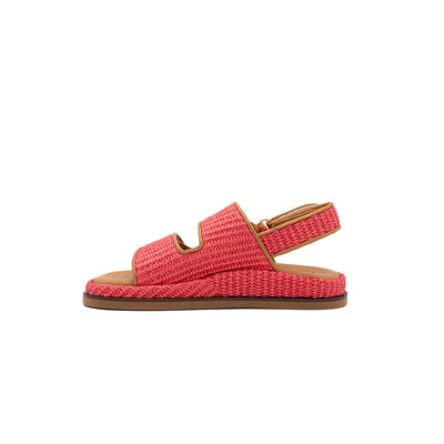 Flora - Coral | Raffia Sandals
