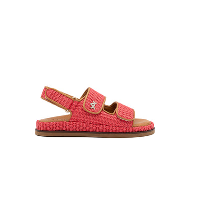 Flora - Coral | Raffia Sandals