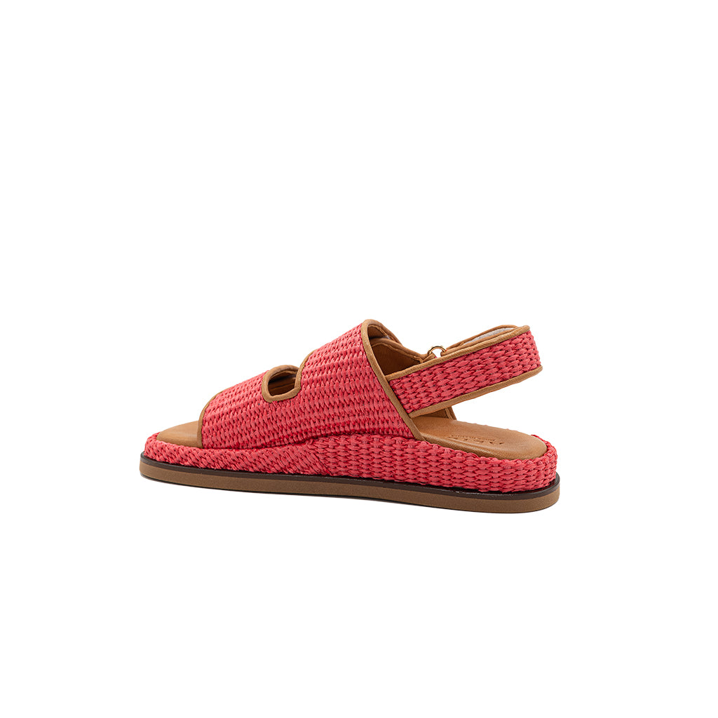 Flora - Coral | Raffia Sandals