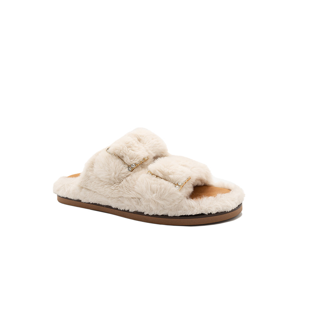 Greta - Ivory | Sandali in Eco Fur