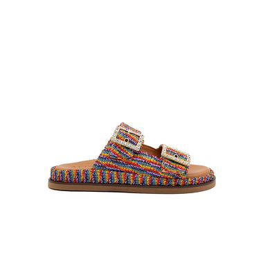 Greta - Arc-en-ciel | Sandales en raphia