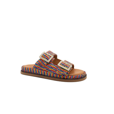 Greta - Arc-en-ciel | Sandales en raphia