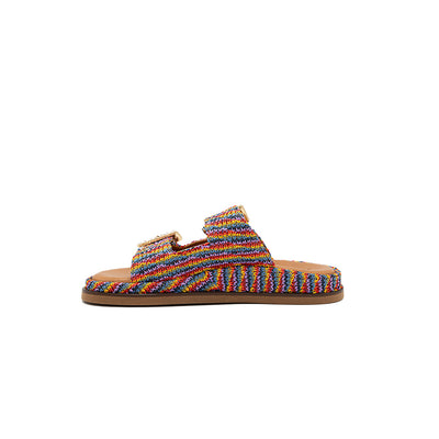 Greta - Arc-en-ciel | Sandales en raphia