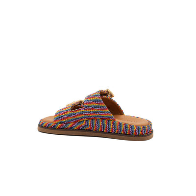 Greta - Arc-en-ciel | Sandales en raphia