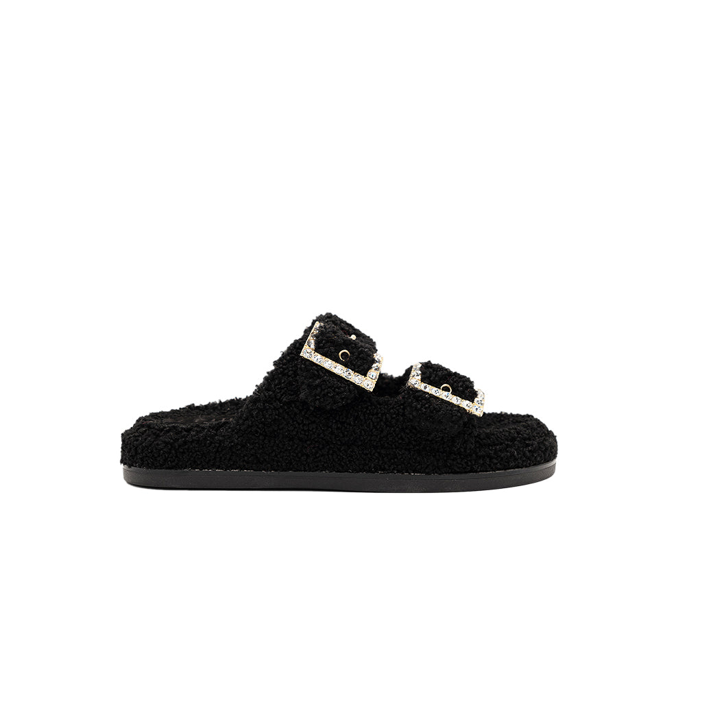 Greta - Black | Sandali in Teddy